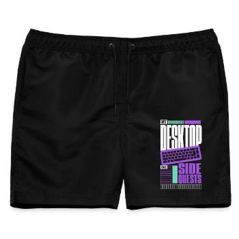 Computerhumor – My Desktop Has Side Quests - Männer Badeshorts - Schwarz - Vorne - AI Model Male 178 light (178cm)