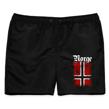 Norge | Norwegen mit Norwegischer Flagge - Männer Badeshorts - Schwarz - Vorne - AI Model Male 178 light (178cm)