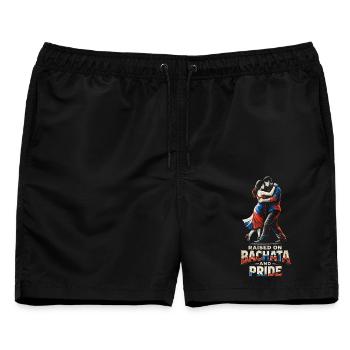 Dominikanisch Raised On Bachata And Pride - Männer Badeshorts - Schwarz - Vorne - AI Model Male 178 light (178cm)
