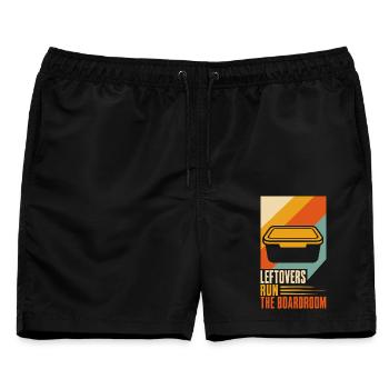 Bürohumor – Leftovers Run the Boardroom - Männer Badeshorts - Schwarz - Vorne - AI Model Male 178 light (178cm)