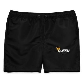 QUEEN, crown in progress. - Männer Badeshorts - Schwarz - Vorne - AI Model Male 178 light (178cm)