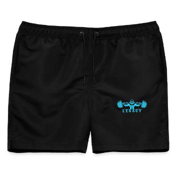 Legacy Graphic Krafttraining – Minimalistisches Blau - Männer Badeshorts - Schwarz - Vorne - AI Model Male 178 light (178cm)