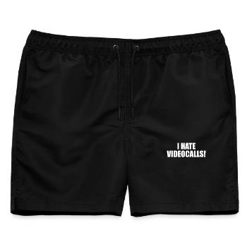 I hate Videocalls. - Männer Badeshorts - Schwarz - Vorne - AI Model Male 178 light (178cm)