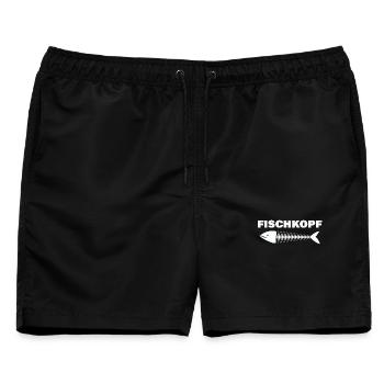 FISCHKOPF - Männer Badeshorts - Schwarz - Vorne - AI Model Male 178 light (178cm)