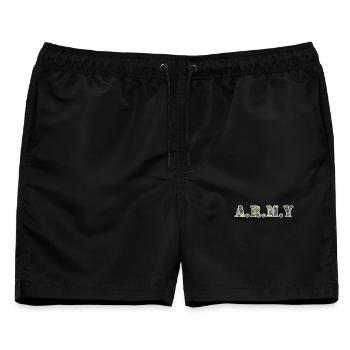 Army dot Design in Camouflage - Männer Badeshorts - Schwarz - Vorne - AI Model Male 178 light (178cm)