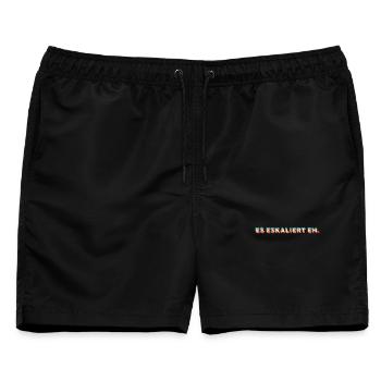 es eskaliert eh. Glitch Design optische Illusion - Männer Badeshorts - Schwarz - Vorne - AI Model Male 178 light (178cm)
