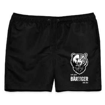 BÄRTIGER Bär & Tiger Bart-Wortspiel - Männer Badeshorts - Schwarz - Vorne - AI Model Male 178 light (178cm)