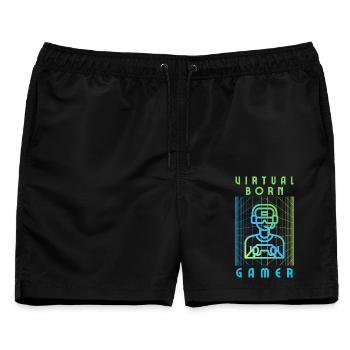 Virtuell geborener Gamer - Männer Badeshorts - Schwarz - Vorne - AI Model Male 178 light (178cm)
