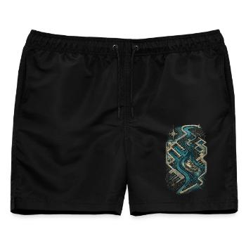 Schleppschiffe Schlepper - Männer Badeshorts - Schwarz - Vorne - AI Model Male 178 light (178cm)