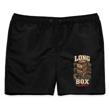 Comic Sammler Long Box Life - Männer Badeshorts - Schwarz - Vorne - AI Model Male 178 light (178cm)