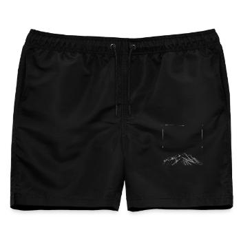 Alpine Ridge Line Art - Männer Badeshorts - Schwarz - Vorne - AI Model Male 178 light (178cm)