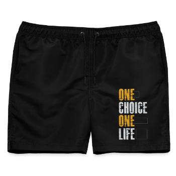 Eine Wahl, ein Leben - Männer Badeshorts - Schwarz - Vorne - AI Model Male 178 light (178cm)