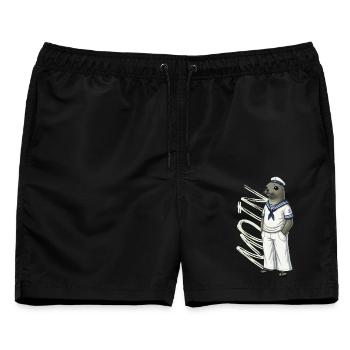 MOIN Seehund im Matrosenlook - Männer Badeshorts - Schwarz - Vorne - AI Model Male 178 light (178cm)