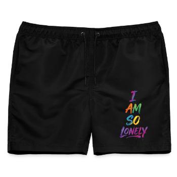 Ich bin so einsam, sagen wir farbenfroher Text Malerei Druck - Männer Badeshorts - Schwarz - Vorne - AI Model Male 178 light (178cm)