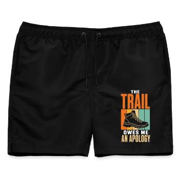 The Trail Owes Me an Apology – Wandern - Männer Badeshorts - Schwarz - Vorne - AI Model Male 178 light (178cm)
