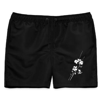 Kirschblüten Blüten Zweig Ast - Männer Badeshorts - Schwarz - Vorne - AI Model Male 178 light (178cm)