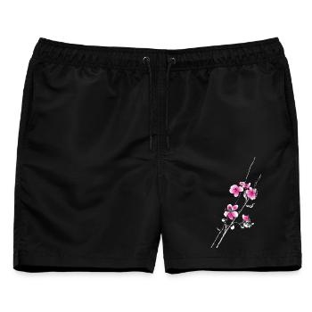 Kirschblüten Blüten Zweig Ast - Männer Badeshorts - Schwarz - Vorne - AI Model Male 178 light (178cm)