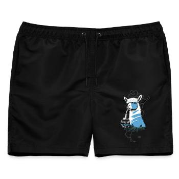 Yerba Mate Alpaka genießt Mate Tee - Männer Badeshorts - Schwarz - Vorne - AI Model Male 178 light (178cm)