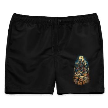 Comic Sammler - Männer Badeshorts - Schwarz - Vorne - AI Model Male 178 light (178cm)