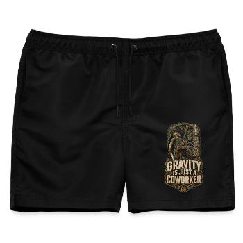 Baumpfleger Baumpflege Gravity Is Just A Coworker - Männer Badeshorts - Schwarz - Vorne - AI Model Male 178 light (178cm)