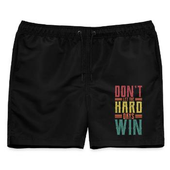 Lass die harten Tage nicht gewinnen - Männer Badeshorts - Schwarz - Vorne - AI Model Male 178 light (178cm)