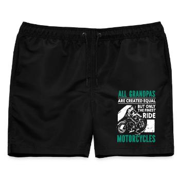 Motorrad-Grandpa – Finest Ride - Männer Badeshorts - Schwarz - Vorne - AI Model Male 178 light (178cm)