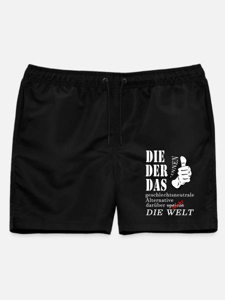 DIE DER DAS über die die Welt spricht lacht Gender - Männer Badeshorts - Schwarz