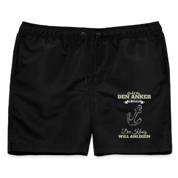 Boot & Segler Shirt | Reichet Mir Den Anker - Männer Badeshorts - Schwarz - Vorne - AI Model Male 178 light (178cm)