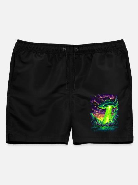 UFO Farm - Männer Badeshorts - Schwarz