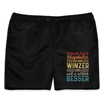 Winzer - Kein Klugscheißer  - Männer Badeshorts - Schwarz - Vorne - AI Model Male 178 light (178cm)