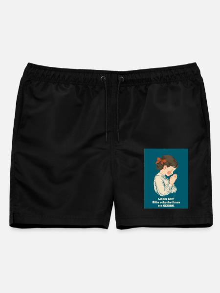 Kleines Kind betet Gehirnwunsch - Männer Badeshorts - Schwarz
