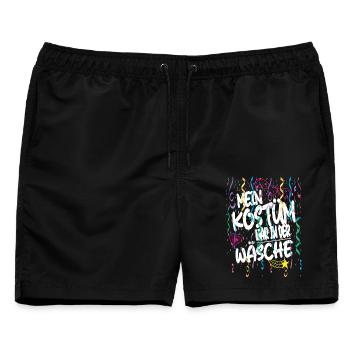 Mein Kostüm war in der Wäsche für den Karneval  - Männer Badeshorts - Schwarz - Vorne - AI Model Male 178 light (178cm)
