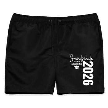 Grundschule Abschluss 2026 geschafft - Männer Badeshorts - Schwarz - Vorne - AI Model Male 178 light (178cm)