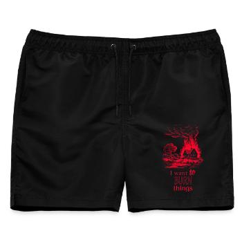 Ich will Dinge Brennen sehen..... - Männer Badeshorts - Schwarz - Vorne - AI Model Male 178 light (178cm)