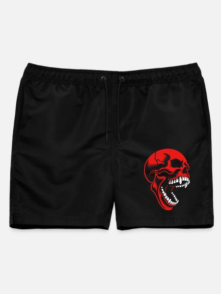 Roter Totenkopf - Männer Badeshorts - Schwarz
