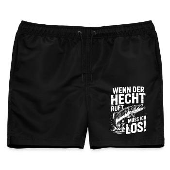 Der Hecht ruft! - Männer Badeshorts - Schwarz - Vorne - AI Model Male 178 light (178cm)