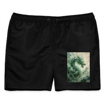 Der Herrscher des Ostens: Der Azurdrache (Qinglong) - Männer Badeshorts - Schwarz - Vorne - AI Model Male 178 light (178cm)