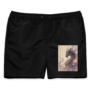 Das violette Inferno: Qilin Zijin – Sternbild - Männer Badeshorts - Schwarz - Vorne - AI Model Male 178 light (178cm)
