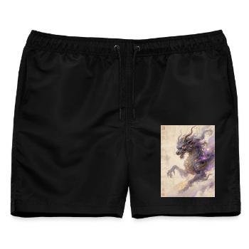 Die violette Apotheose: Qilin Zijin – Harmonie - Männer Badeshorts - Schwarz - Vorne - AI Model Male 178 light (178cm)