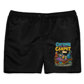 Captains of the Carpet – Teppich-Abenteuer - Männer Badeshorts - Schwarz - Vorne - AI Model Male 178 light (178cm)