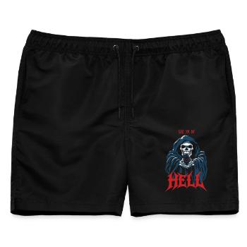See ya in hell - Männer Badeshorts - Schwarz - Vorne - AI Model Male 178 light (178cm)