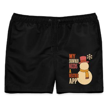 My Snowman Needs a Weather App - Männer Badeshorts - Schwarz - Vorne - AI Model Male 178 light (178cm)