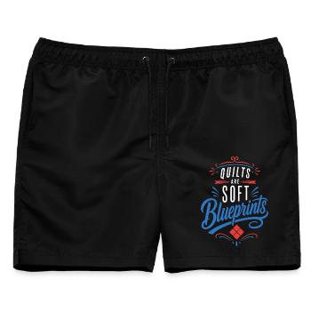 Quilten – Quilts Are Soft Blueprints - Männer Badeshorts - Schwarz - Vorne - AI Model Male 178 light (178cm)