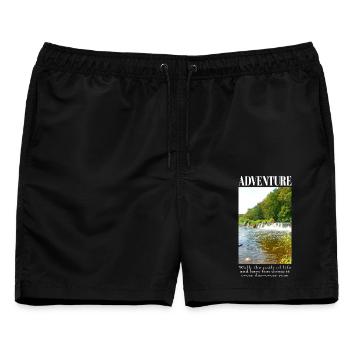 Abenteuer Natur Fluss Landschaft mit Wasserfall - Männer Badeshorts - Schwarz - Vorne - AI Model Male 178 light (178cm)