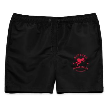 Junggesellen-Abschied - Männer Badeshorts - Schwarz - Vorne - AI Model Male 178 light (178cm)