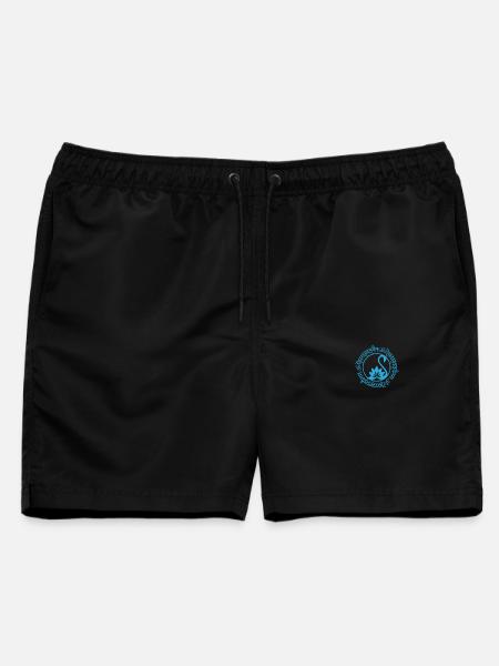 Sarasvati Mantra in Sanskrit Yoga Motiv Yogawear - Männer Badeshorts - Schwarz