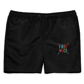 Free Hugs - Männer Badeshorts - Schwarz - Vorne - AI Model Male 178 light (178cm)