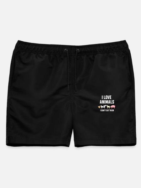 Ich liebe Tiere, ich esse sie nicht - Männer Badeshorts - Schwarz