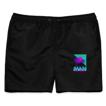 Miami Beach 80s - Männer Badeshorts - Schwarz - Vorne - AI Model Male 178 light (178cm)