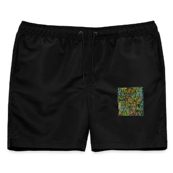 Lebendige Labyrinth-Linienkunst - Männer Badeshorts - Schwarz - Vorne - AI Model Male 178 light (178cm)